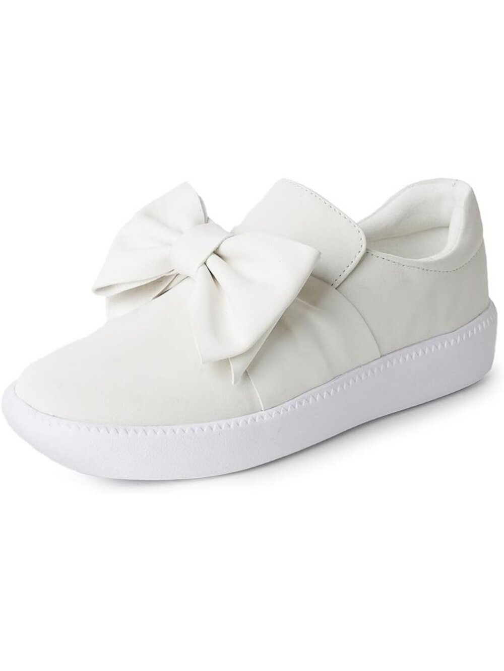 J Adams Women's Ivory White Slip On Bow Casual Comfort Platform Sneakers Shoes